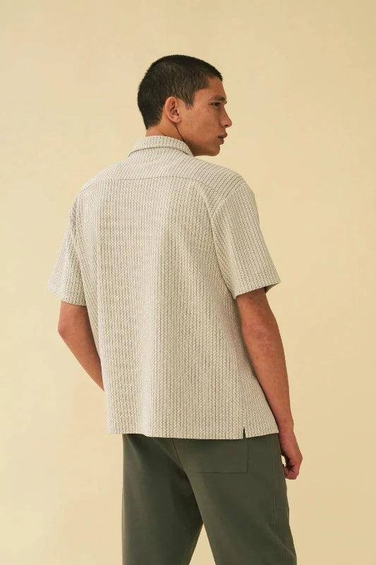 Bound Blanco Patterned Textured Polo Shirt - White