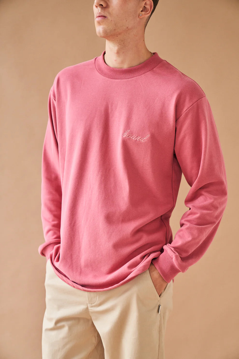 Bound Script Embroidered Longsleeve Tee - Berry