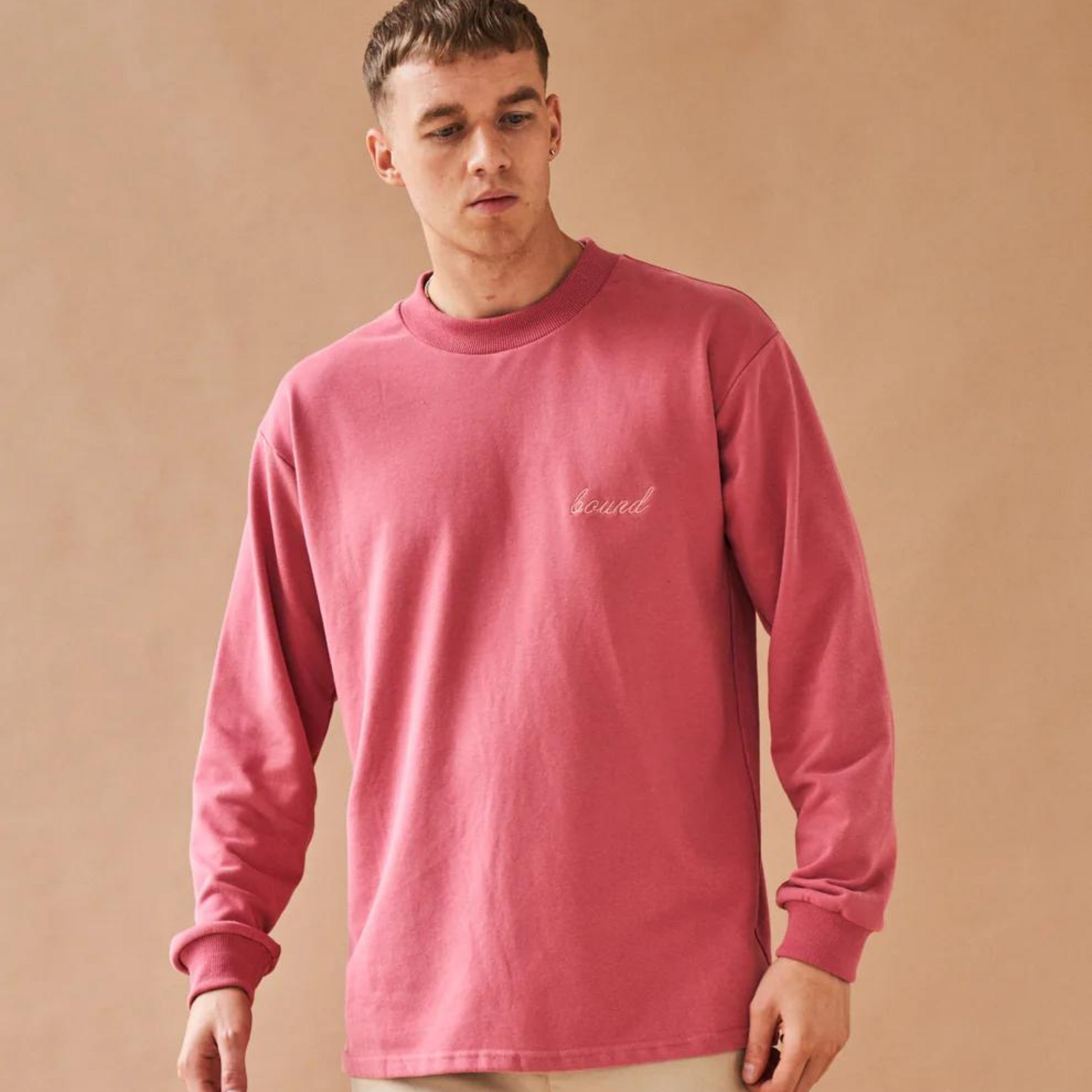 Bound Script Embroidered Longsleeve Tee - Berry