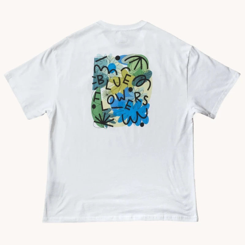 Blue Flowers White Pollinator T-Shirt