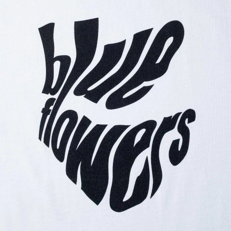 Blue Flowers White Wavy T-Shirt 